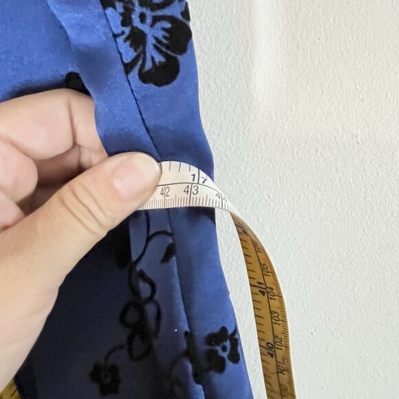 VTG Betsy & Adam by Jas Lene Maxi Dress Sz M Blue Black Velvet Foral Y2K Fairy - Picture 7 of 10